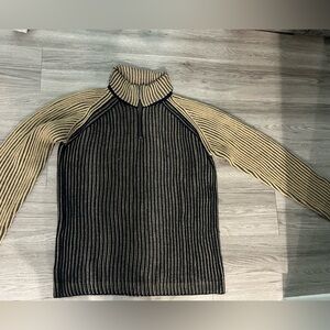 Vintage Christian Dior Black and Tan Striped Sweater